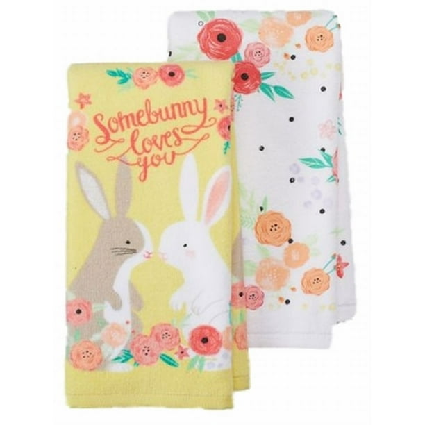Set Of 2 Cute Easter Spring Bunny Rabbit Pink Kitchen Dish Hand Tea Bar Towels Set Of 2 Cute Easter Spring Bunny Rabbit Pink Kitchen Dish Hand Tea Bar Towels